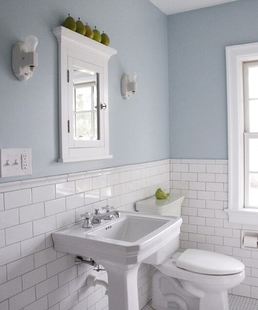 light blue bathroom