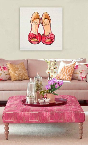 pink feminine living room design