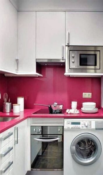 small white and pink kitchen