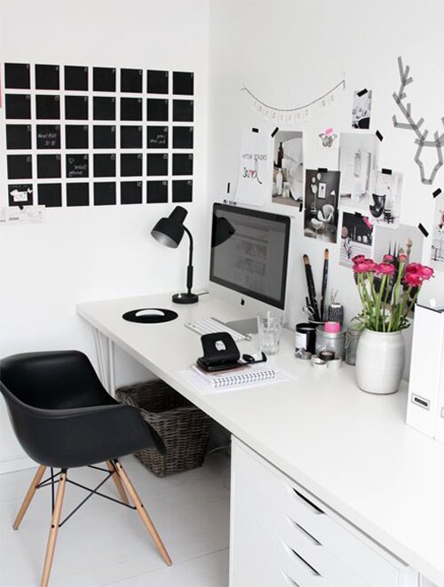 white minimalist working space design
