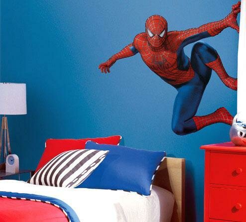 spiderman themed kids room and wall design