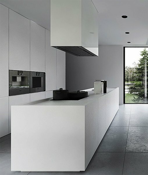 white modern minimalist kitchen