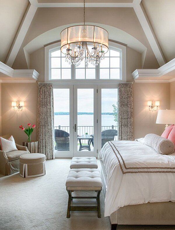 modern bedroom design with ocean view
