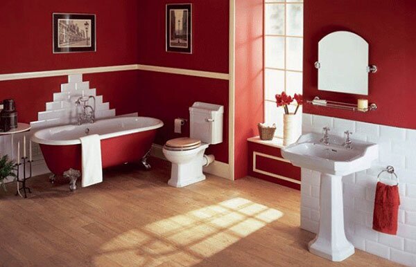 white and red bathroom design